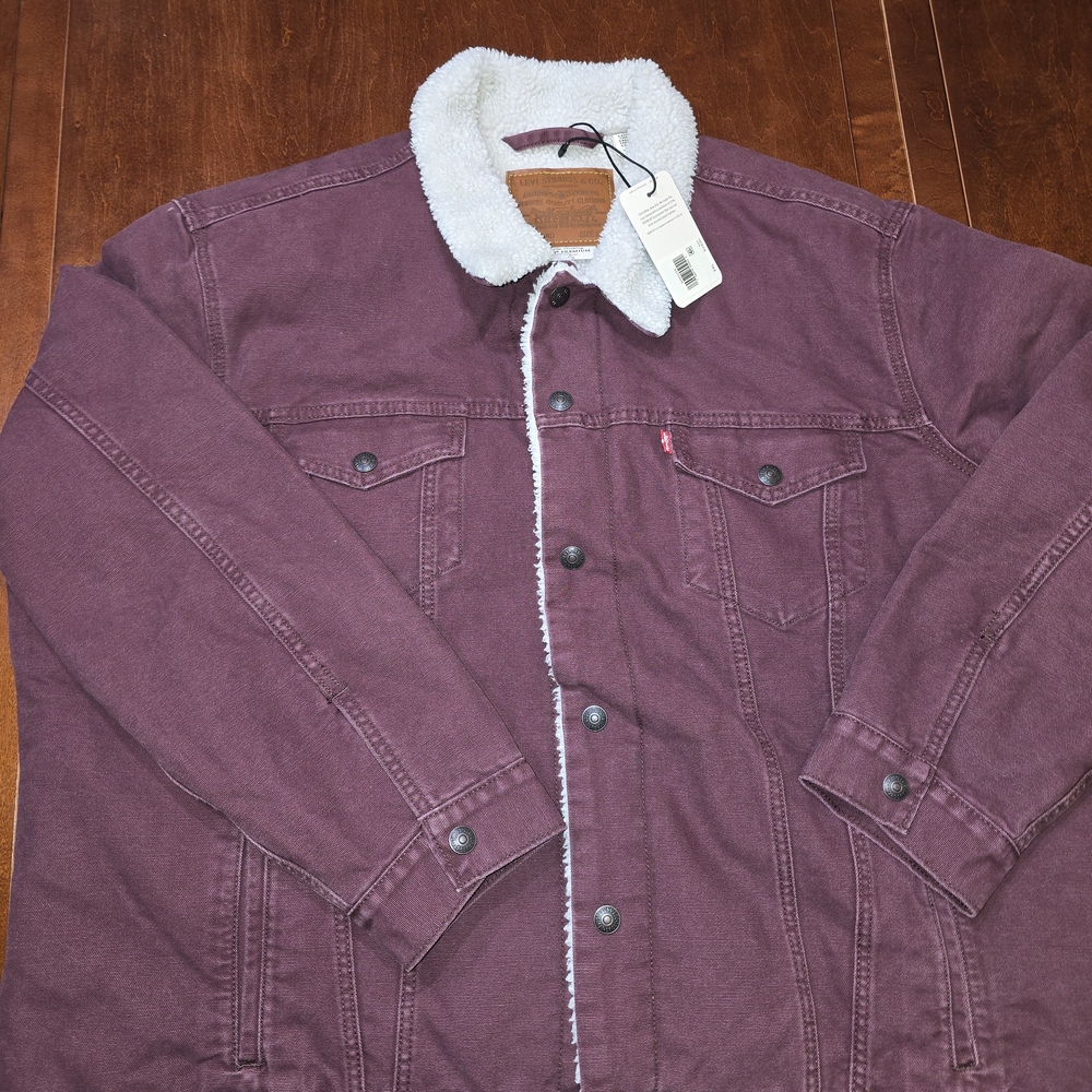Levi's Men's Sherpa Lined Jacket - Burgundy